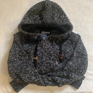 Amnesia Black Grey Henley Sweater Hoodie Small
